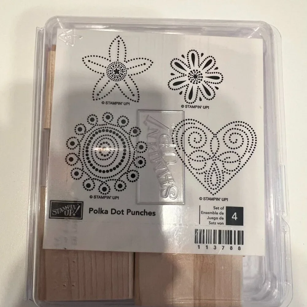 STAMPIN’ UP! “Polka Dot Punches” Stamp Set (4-Piece) BRAND NEW & UNMOUNTED